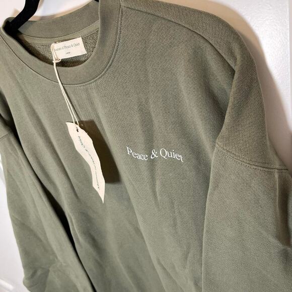 •NWT• MUSEUM OF PEACE & QUIET Large Olive Crewneck Sweater - Picture 3 of 9